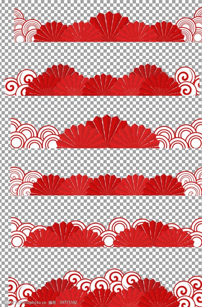 风扇节装饰红色折扇祥云图片