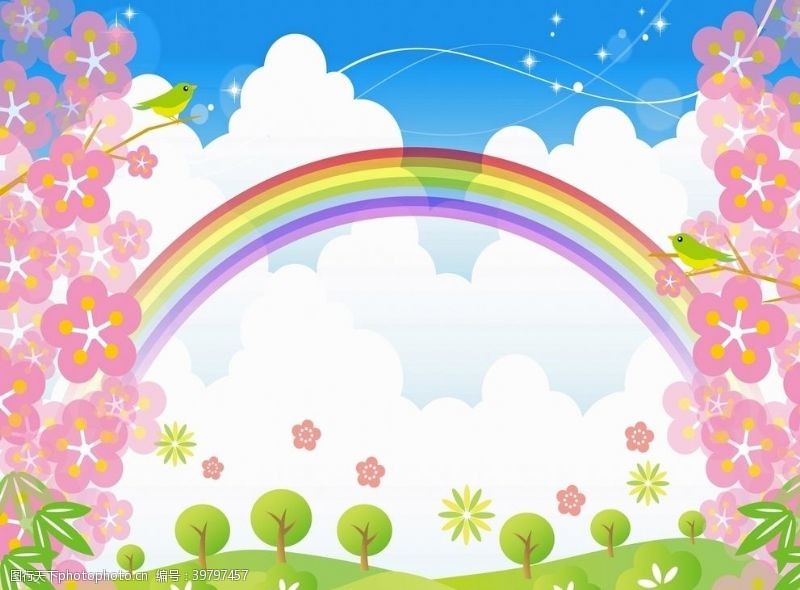 儿童房背景卡通彩虹图片