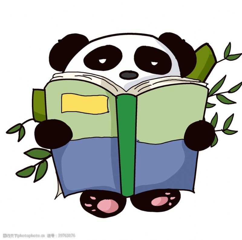 可爱漫画卡通熊猫读书图片