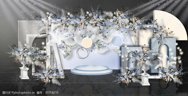 新婚大典蓝色婚礼浪漫背景设计大图图片