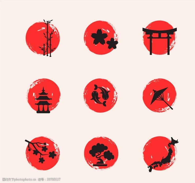 花纸伞日本元素图标图片