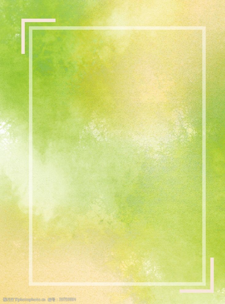 绿色网站手绘水彩晕染生机勃勃绿色背景图片