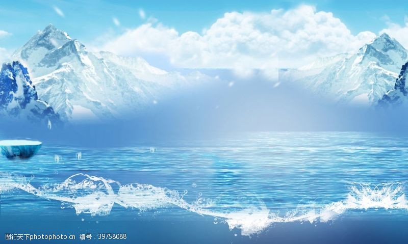 蓝色冰水水珠背景图片