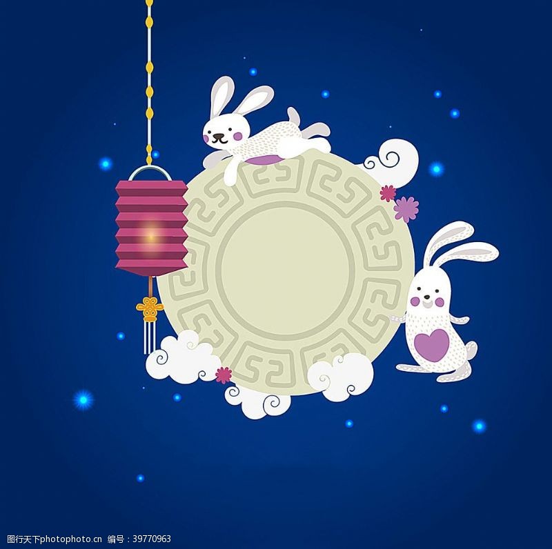 中秋月饼兔子月饼中秋背景图片