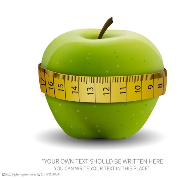 减肥广告围卷尺的青苹果图片
