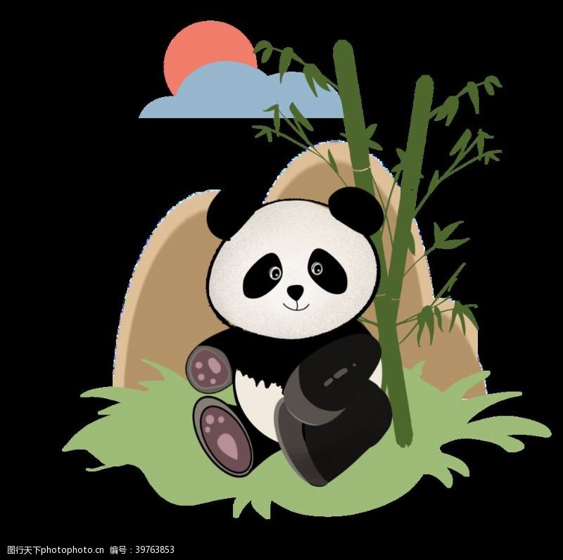 矢量人物印花熊猫插画图片