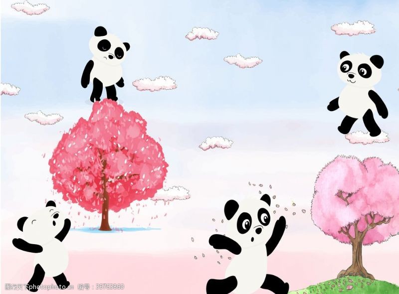 可爱漫画熊猫插画图片