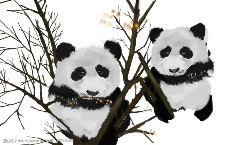 矢量人物印花熊猫插画图片
