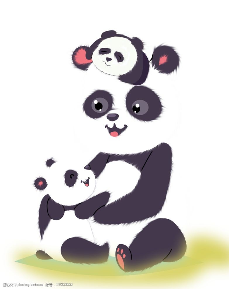 人口漫画熊猫一家三口图片