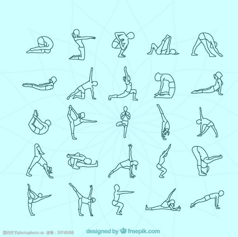 健身瑜伽瑜伽姿势矢量图片