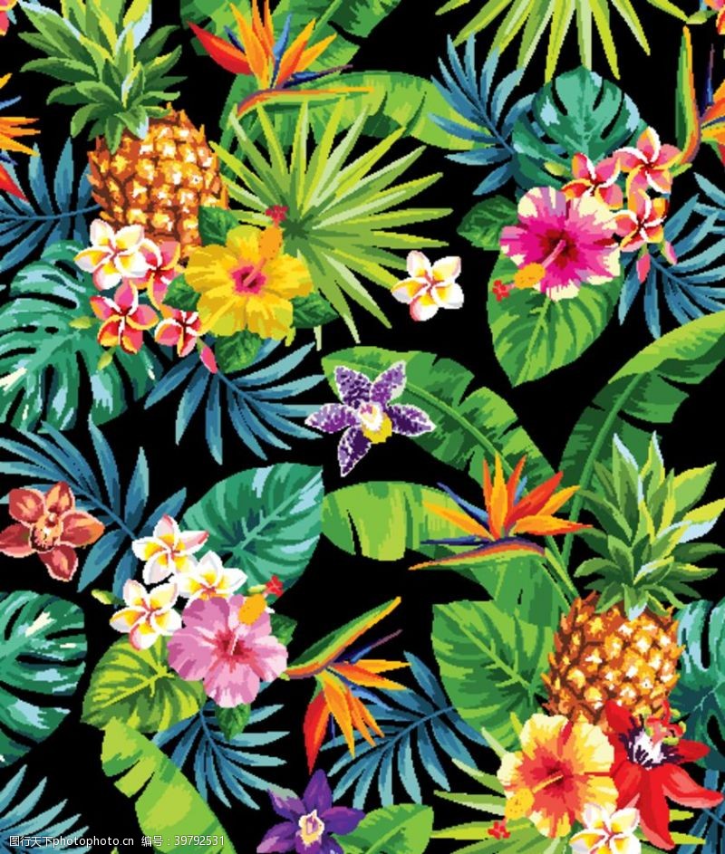 花裙图案菠萝热带植物图片