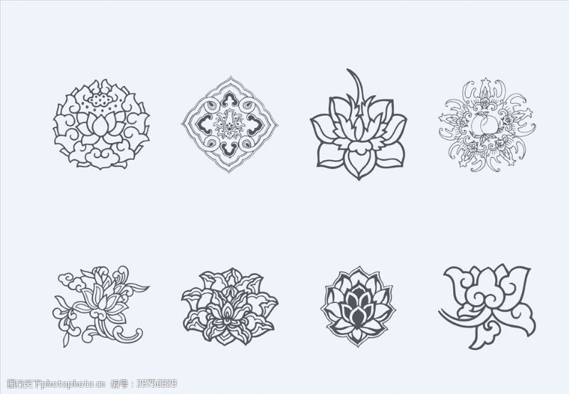 莲花标志藏族花纹民族图片