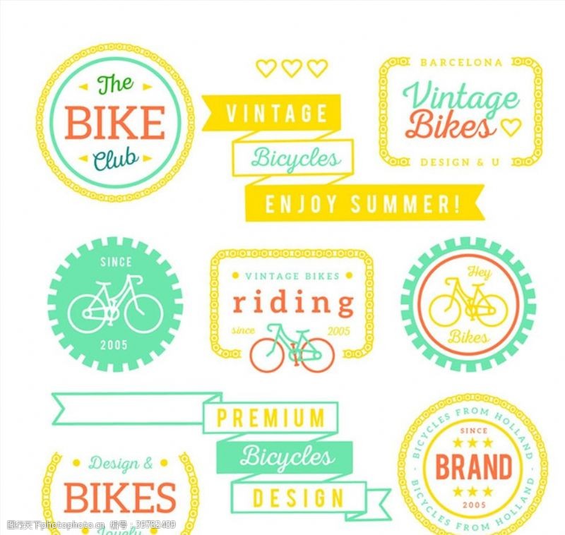 骑自行车单车运动标签图片