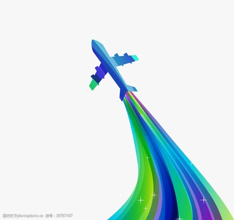 矢量交通工具飞机和彩色轨迹图片