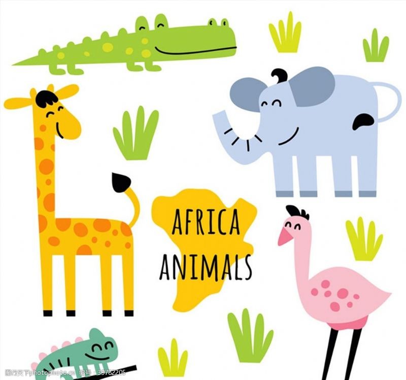 卡通非洲动物非洲动物矢量图片