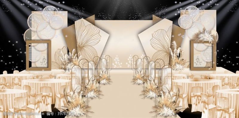 星空主题金色婚礼舞台效果图片