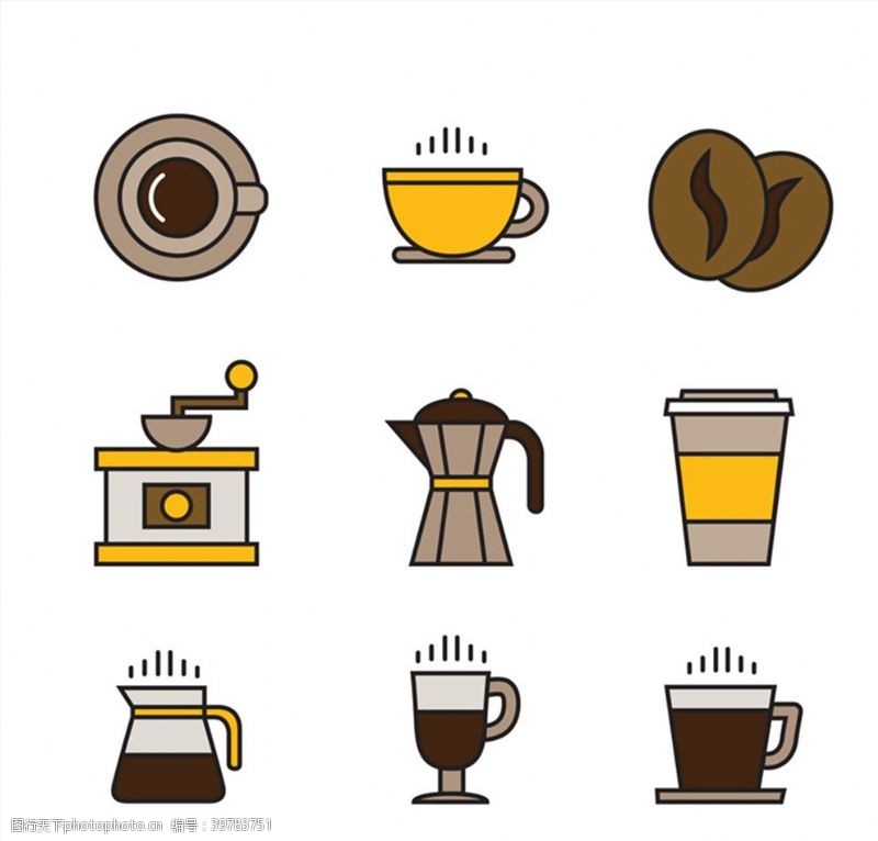 咖啡图标咖啡元素图标图片