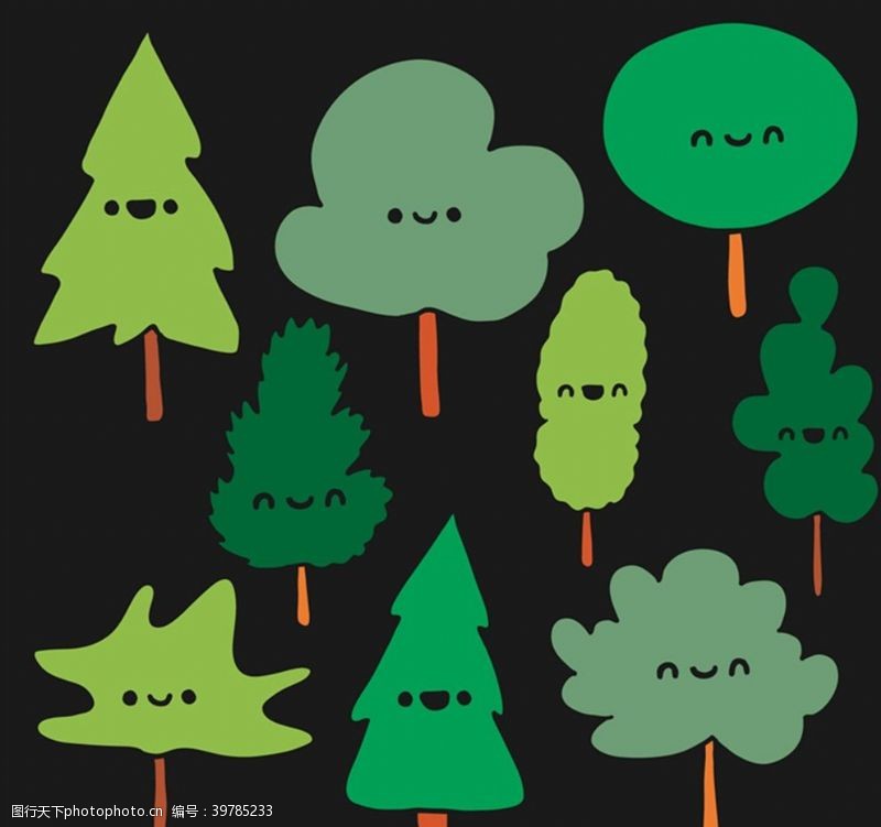 卡通表情树木图片