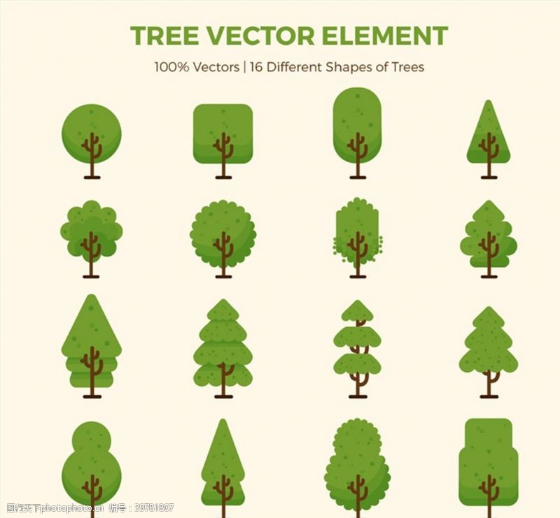 绿色树木矢量图片