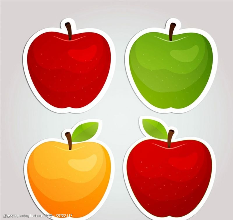 矢量水果苹果贴纸矢量图片