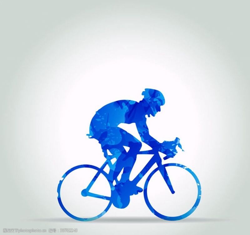 骑单车骑行男子剪影图片