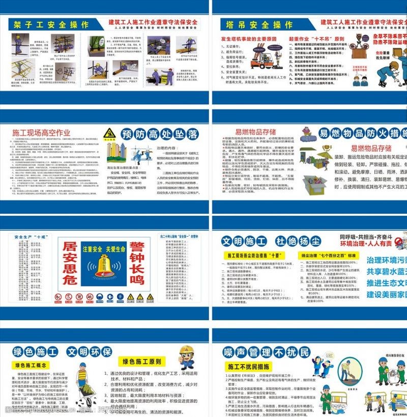 工地安全作业施工安全常识展板图片