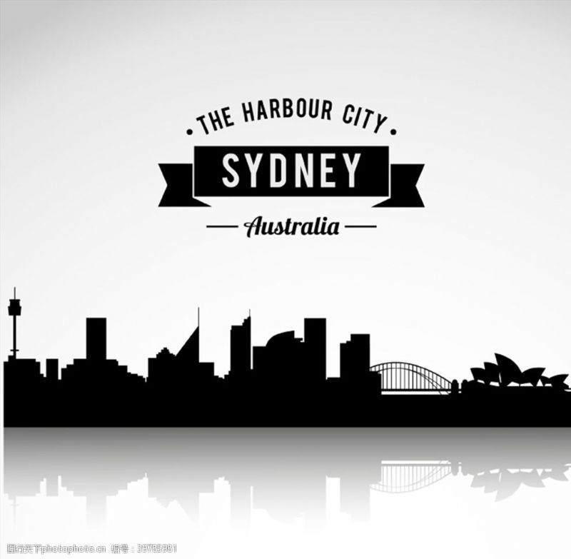 旅行矢量素材悉尼城市剪影图片