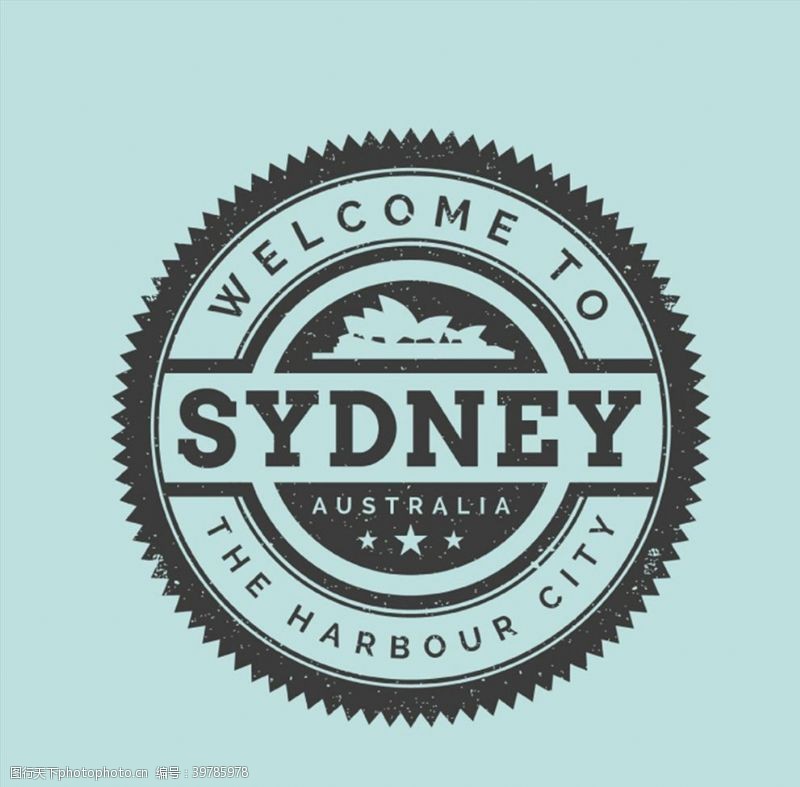 邮票设计悉尼旅行标签图片