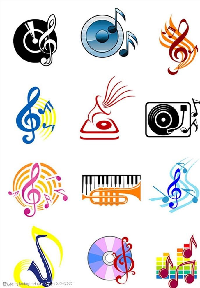 音乐主题设计素材音乐乐器图标矢量图片