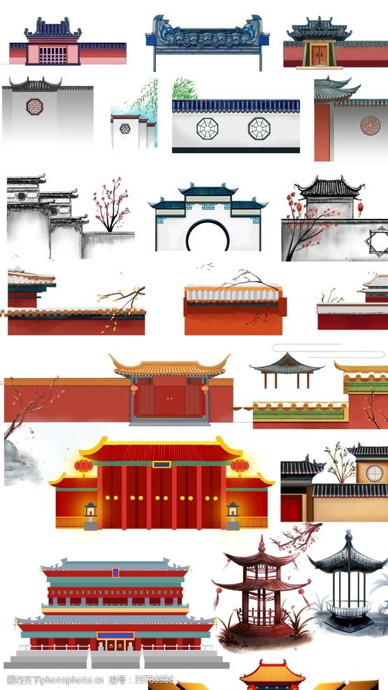 中国传统建筑中式庭院围墙和大门大全汇总图片