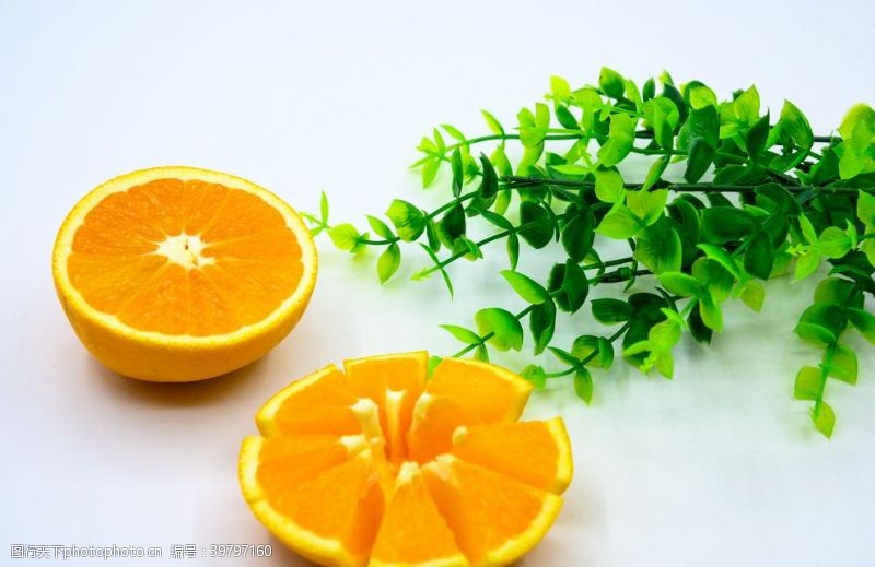 橙色叶子橙子图片