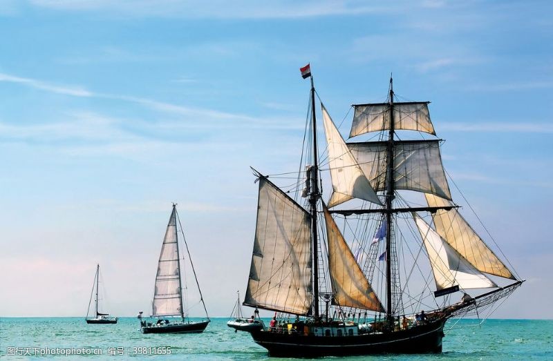 复杂帆船复古航海传统背景素材图片