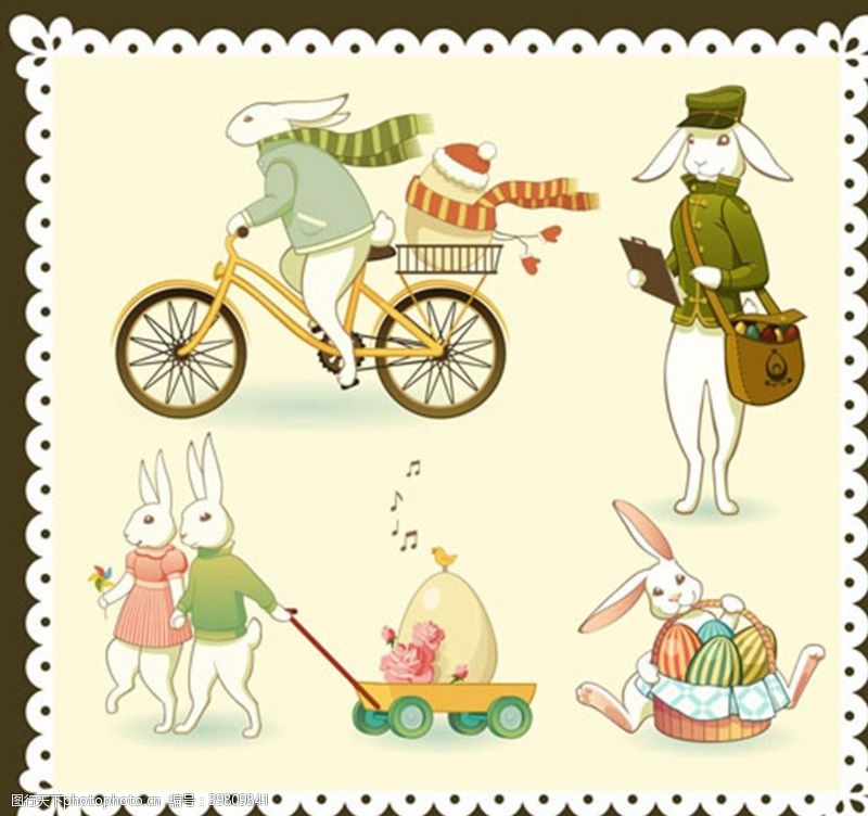 兔子蛋复活节兔子与彩蛋图片