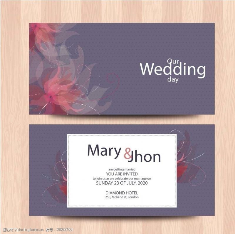 婚礼名片卡片矢量图图片