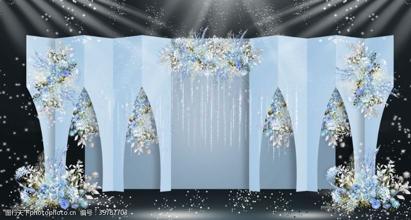 西式舞台蓝色婚礼效果图片