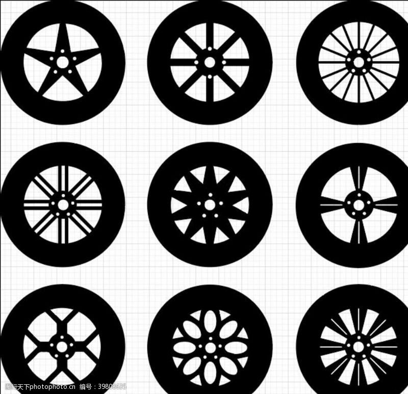 汽车轮毂矢量汽车轮胎图片
