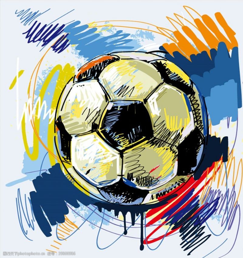 足球运动员矢量足球涂鸦图片