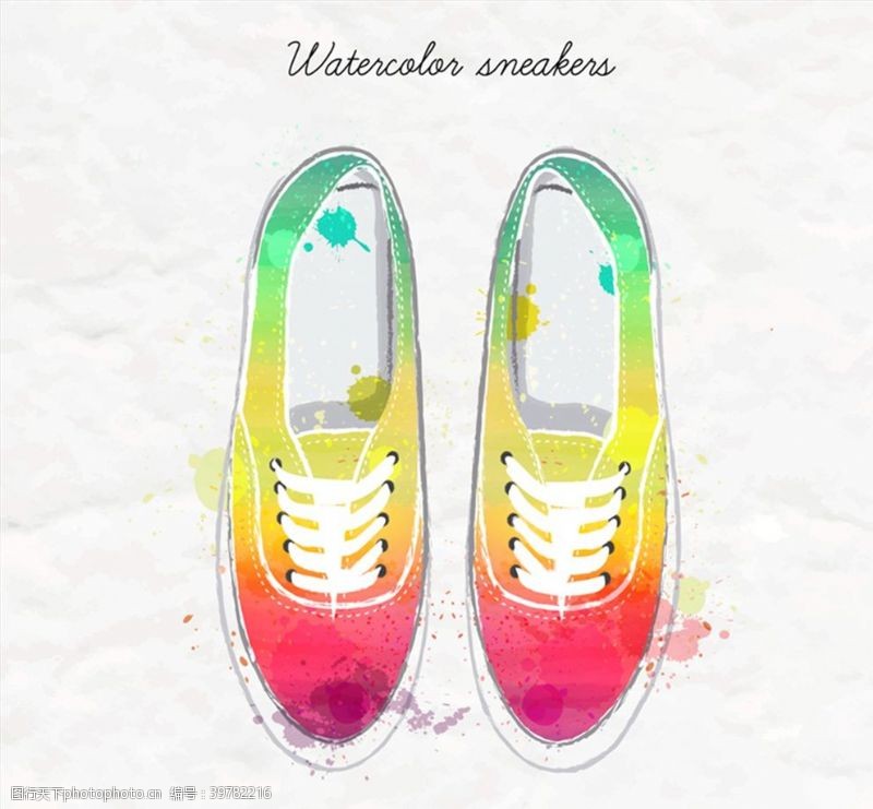 运动鞋广告水彩绘运动鞋矢量图片