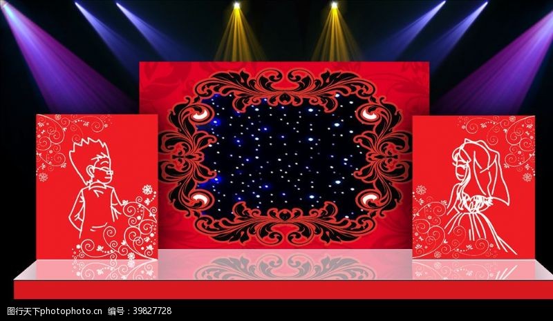 留影区红色主体婚礼现场布置设计源文件图片