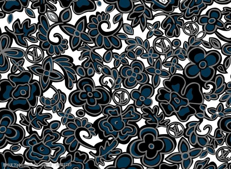 水彩花型花朵花紋数码印花图片