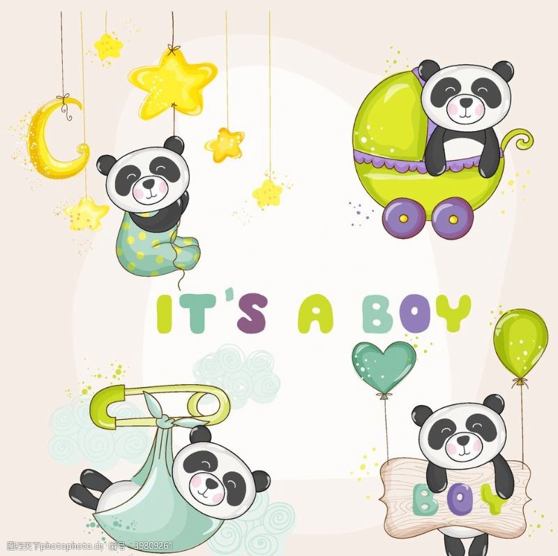 高球卡通熊猫动物图标图片