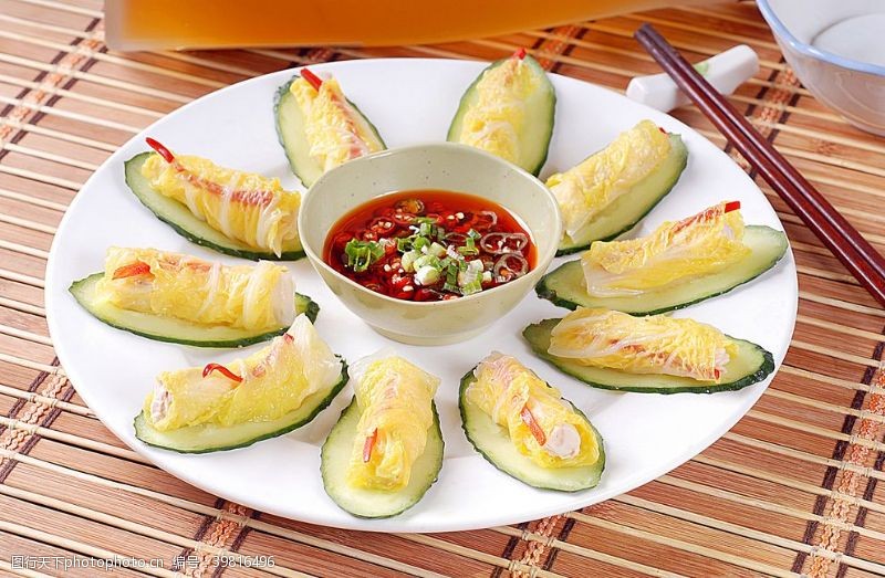 上海白菜冷拼水白菜鸡丝卷图片