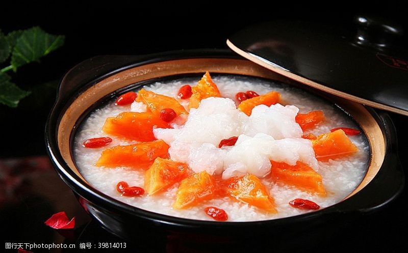 稀饭木瓜雪蛤粥图片