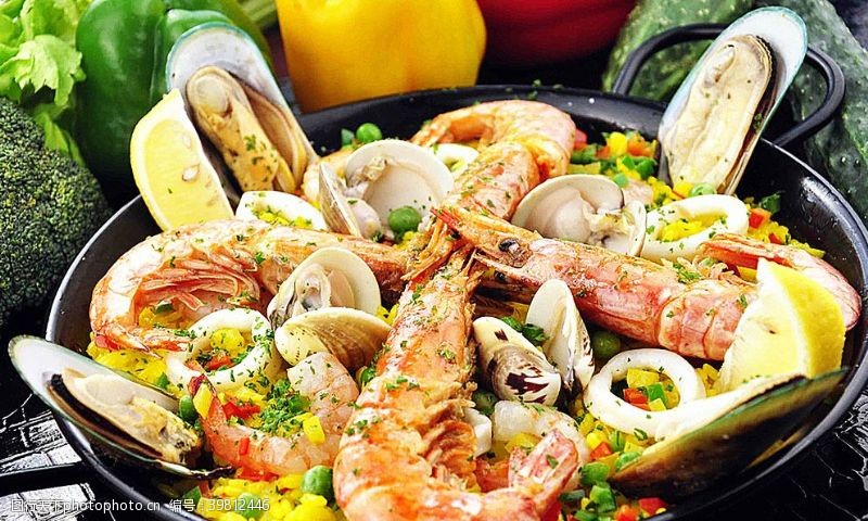 欧洲特色欧洲美食西班牙海鲜饭图片