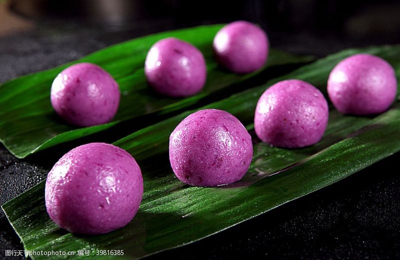 小麦小吃柚子酱紫薯球图片