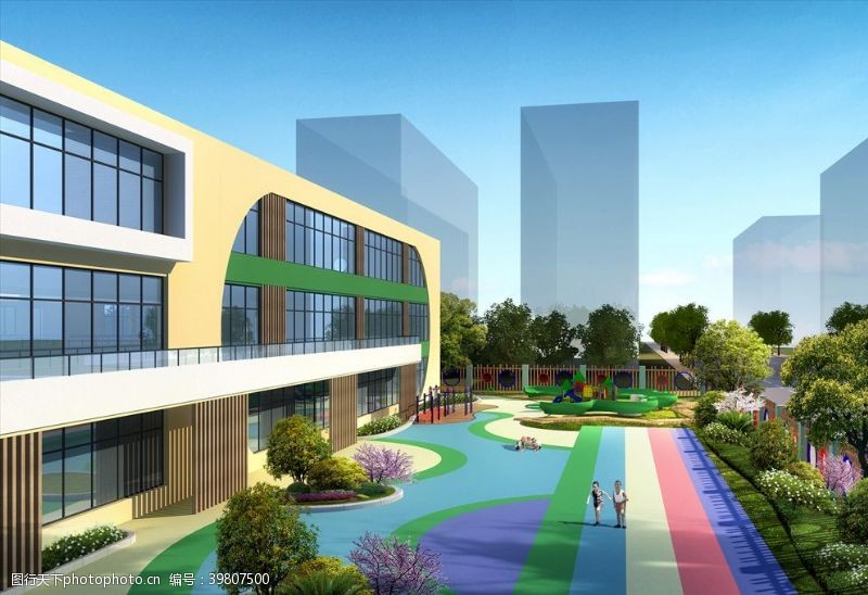 单体模型小学幼儿园建筑外观设计案例图片