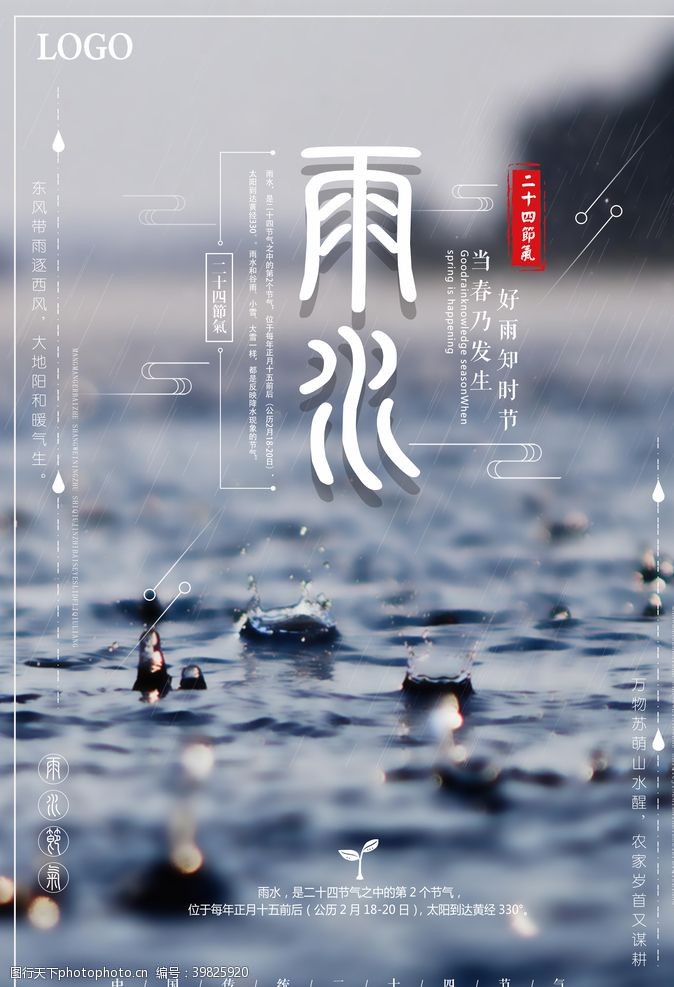 二十四节气歌雨水雨水海报图片