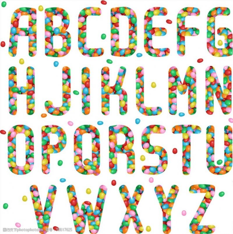 糖果字母彩色果冻豆字母图片