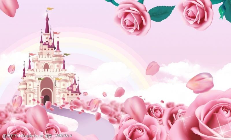 紫色梦幻背景城堡图片