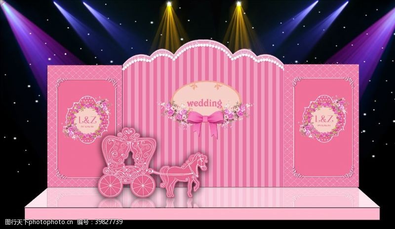 粉红色背景模板粉色主体婚礼现场布置设计源文件图片